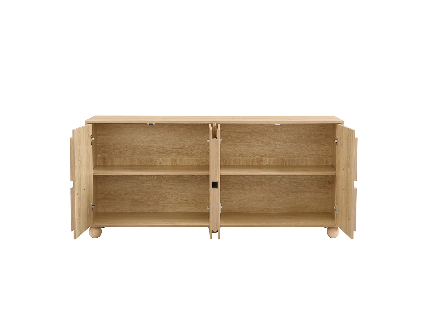 Buffet avec 4 portes orné de motifs circulaires en relief - Naturel clair