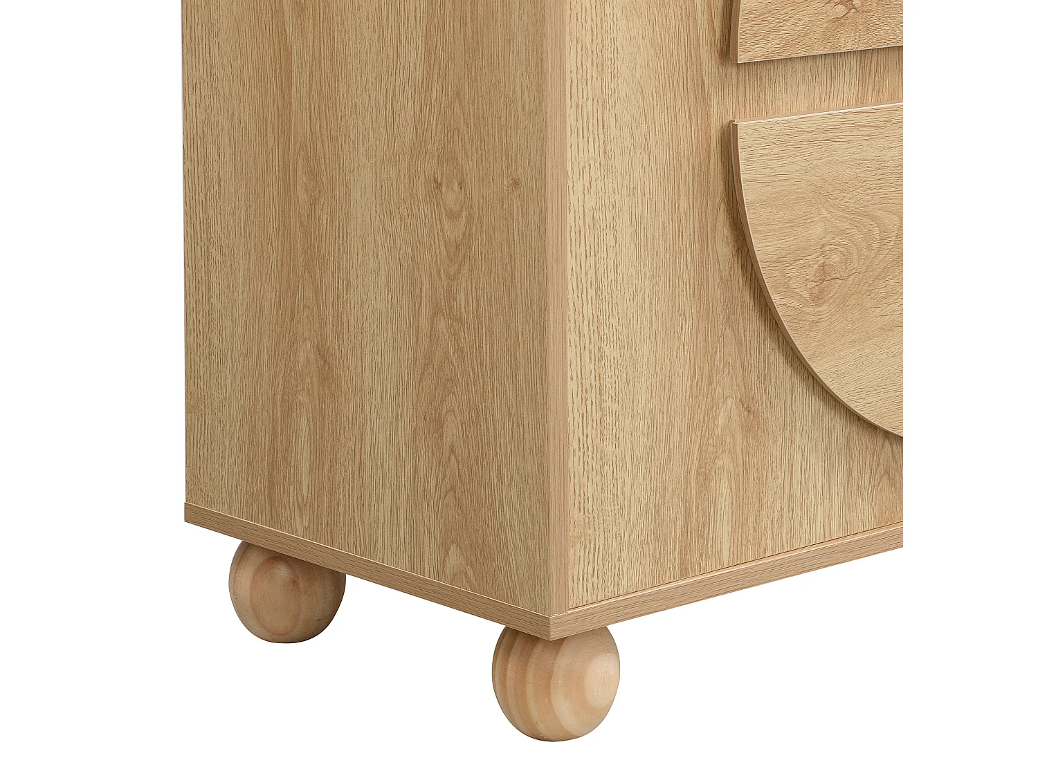 Buffet avec 4 portes orné de motifs circulaires en relief - Naturel clair