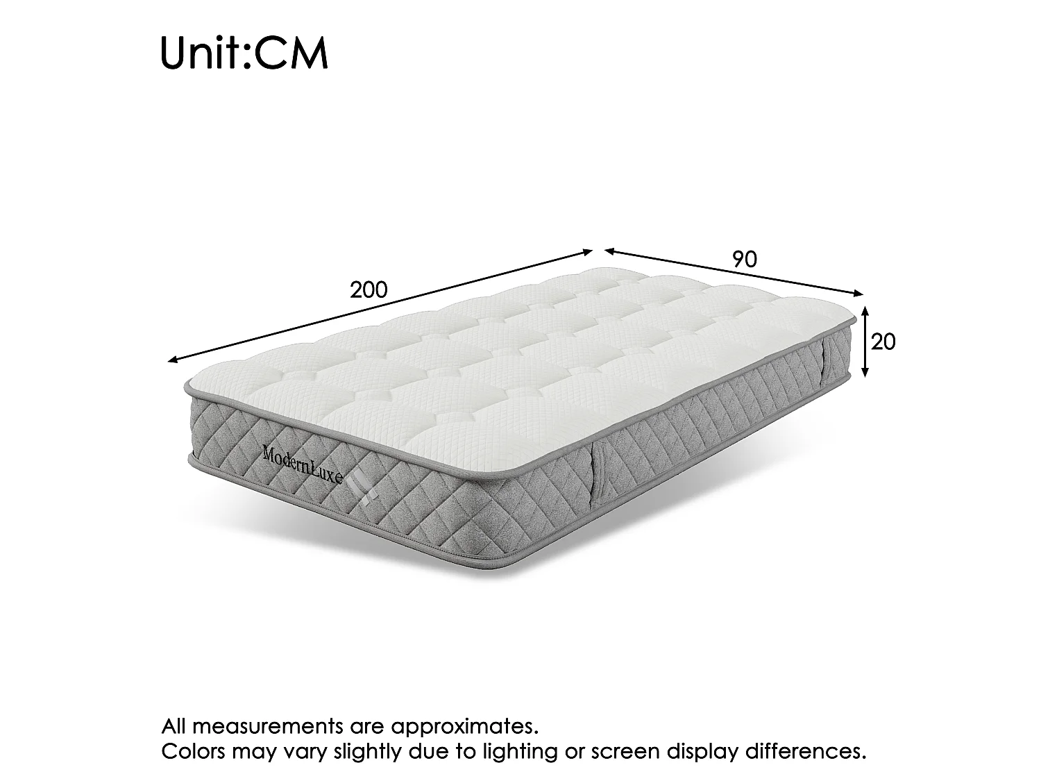Lit complet 90x200 lin gris foncé, tête rembourrée, sommier lattes, matelas inclus, une place