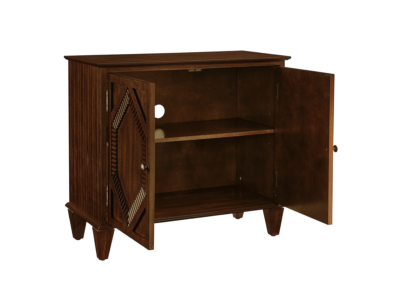 Buffet rétro 85.3 cm avec 2 portes et étagère réglable - Marron