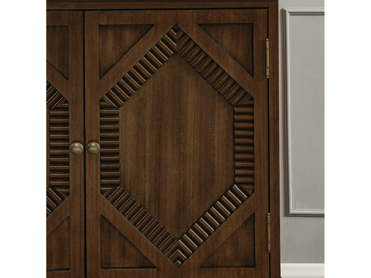 Buffet rétro 85.3 cm avec 2 portes et étagère réglable - Marron