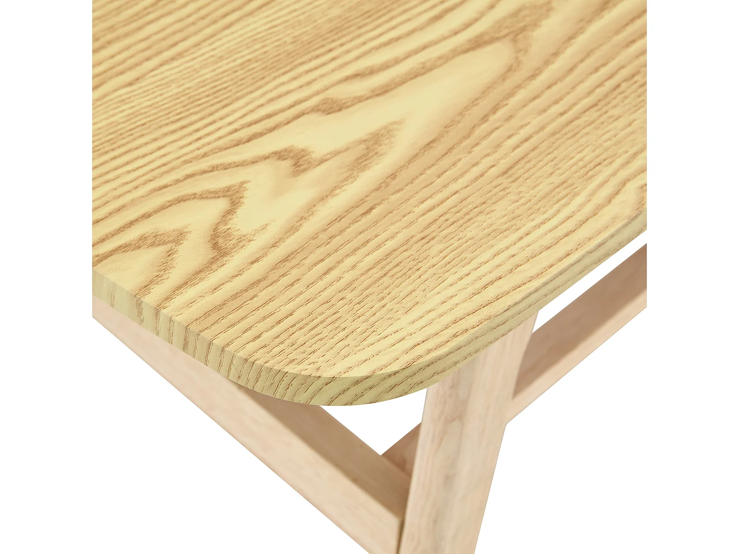 Soffbord 100x48x42 cm i trä med 2 hyllor - Ljus naturfärg
