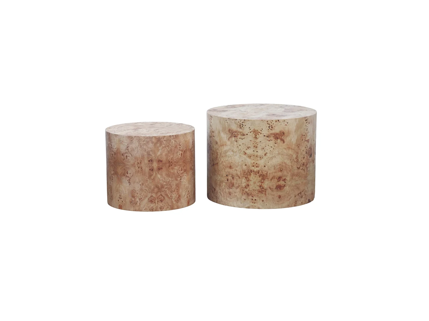 Set di 2 tavolini impilabili con effetto legno naturale - Forma rotonda