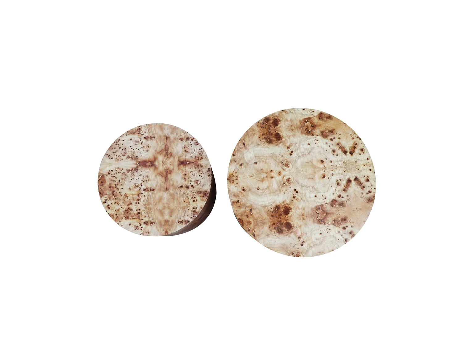 Set di 2 tavolini impilabili con effetto legno naturale - Forma rotonda
