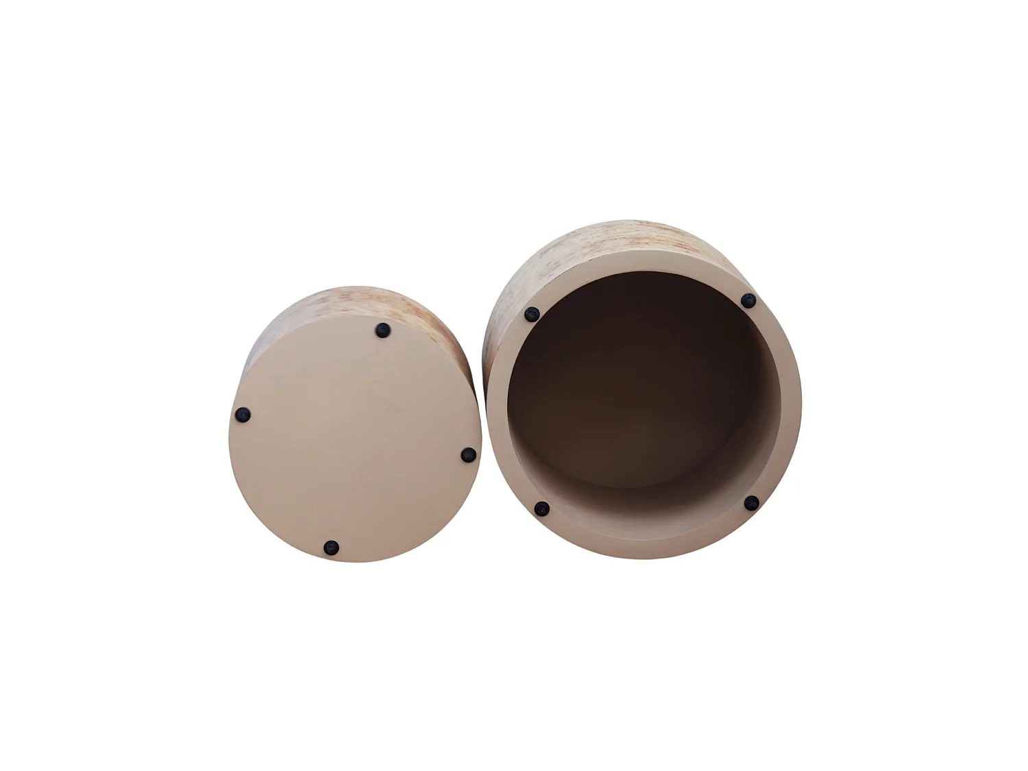 Set di 2 tavolini impilabili con effetto legno naturale - Forma rotonda