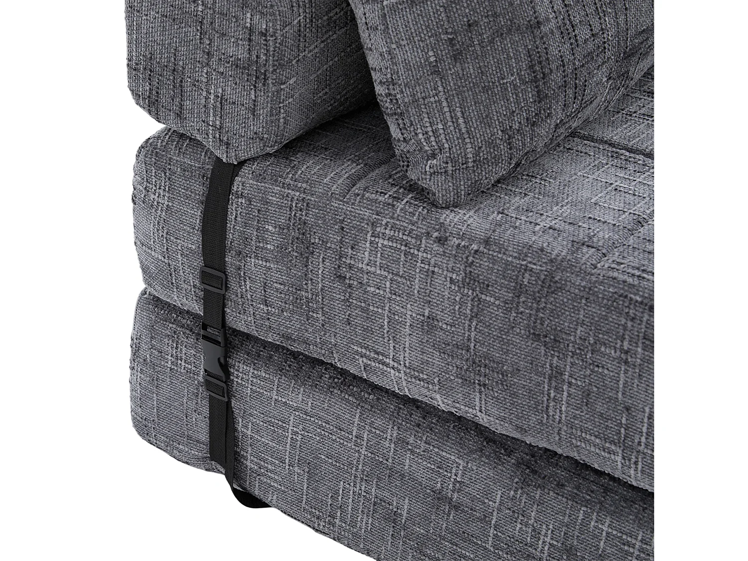 Canapé convertible pliable gris en chenille, avec coussin, lit d'appoint, salon/chambre