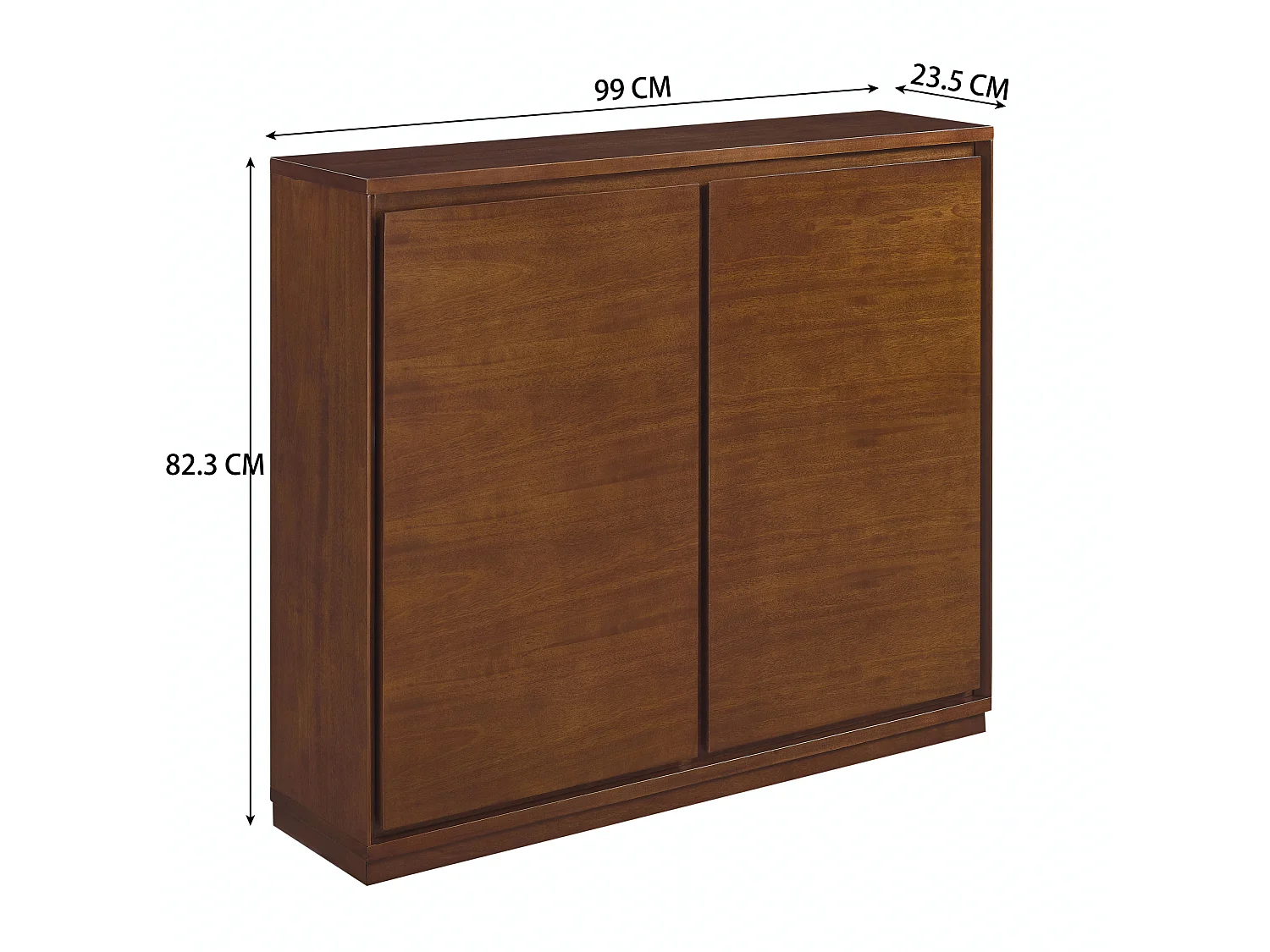 Buffet vintage moderne noyer avec 2 portes - Sans poignée
