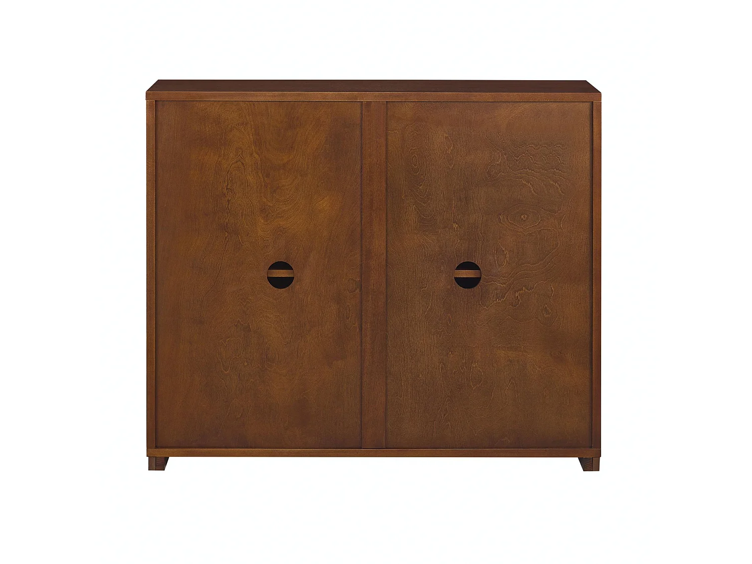 Buffet vintage moderne noyer avec 2 portes - Sans poignée