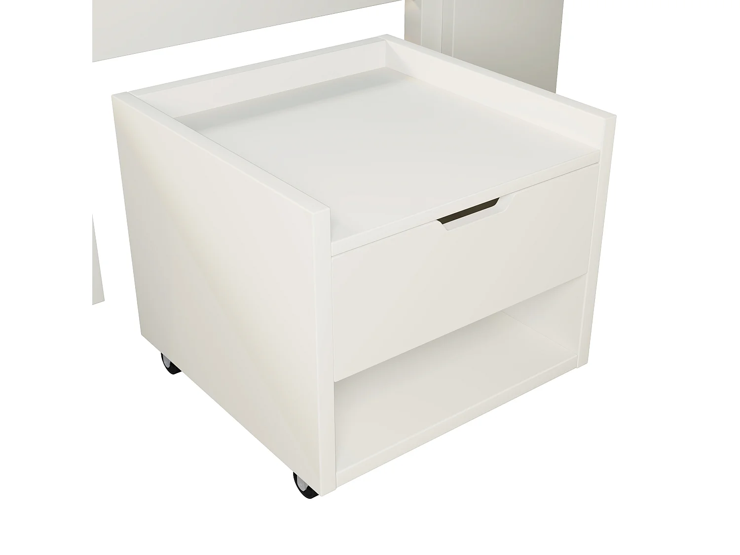 Letto per adulti 140x200 cm con LED, USB, cassetti e 2 comodini regolabili - Legno bianco