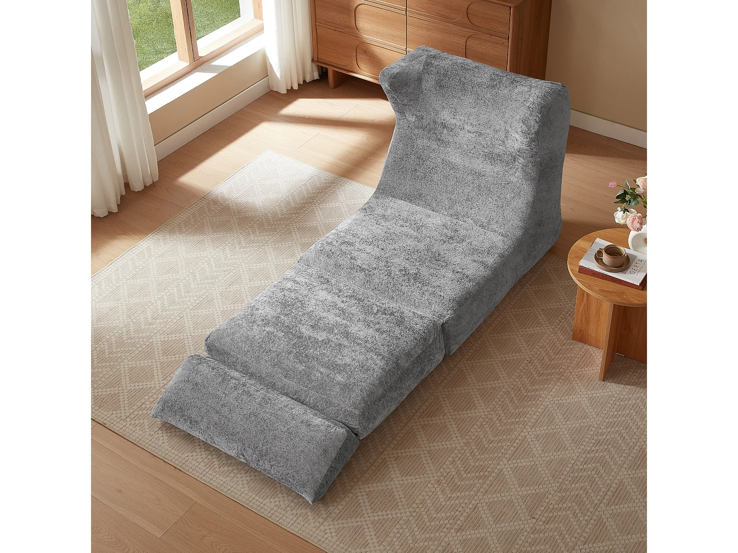 Poltrona/poltrona trasformabile in tessuto grigio - Per soggiorno e camera da letto