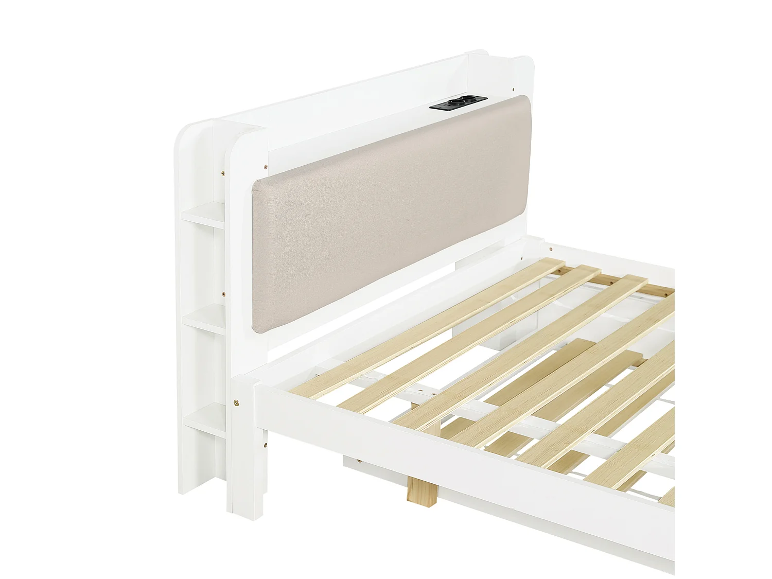 Lit enfant 120x200 cm avec lit gigogne 90x190 cm et prise - Blanc
