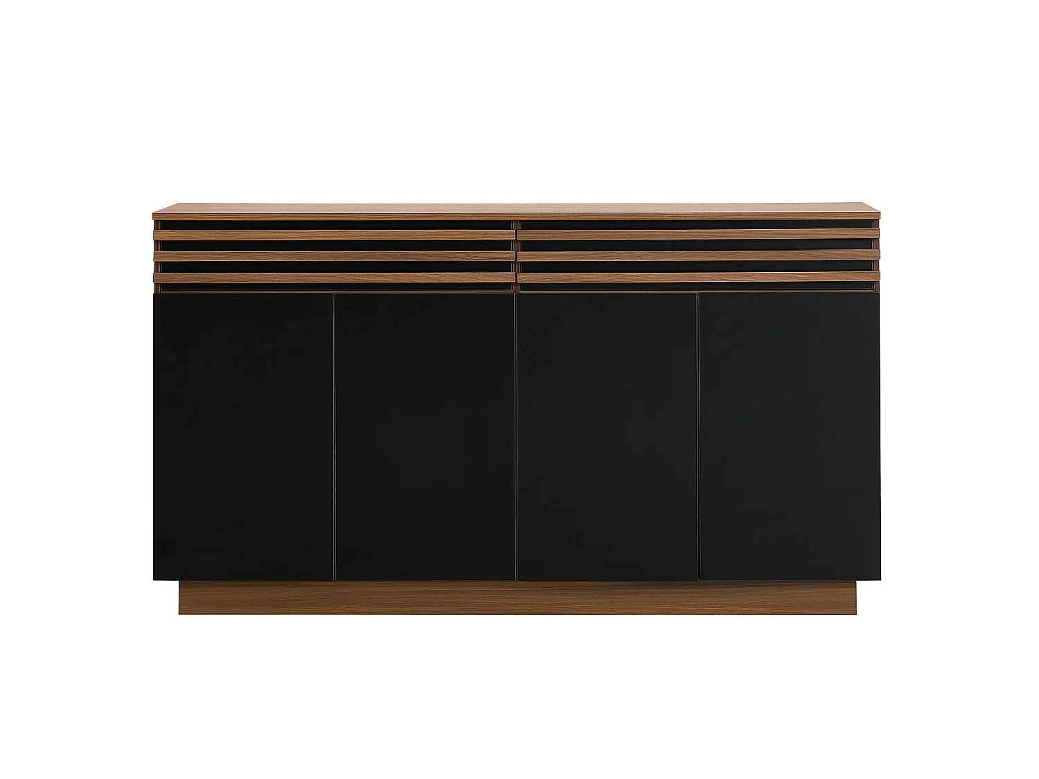 Buffet aspect bois brun avec 2 tiroirs et 4 portes – Pour salon, cuisine