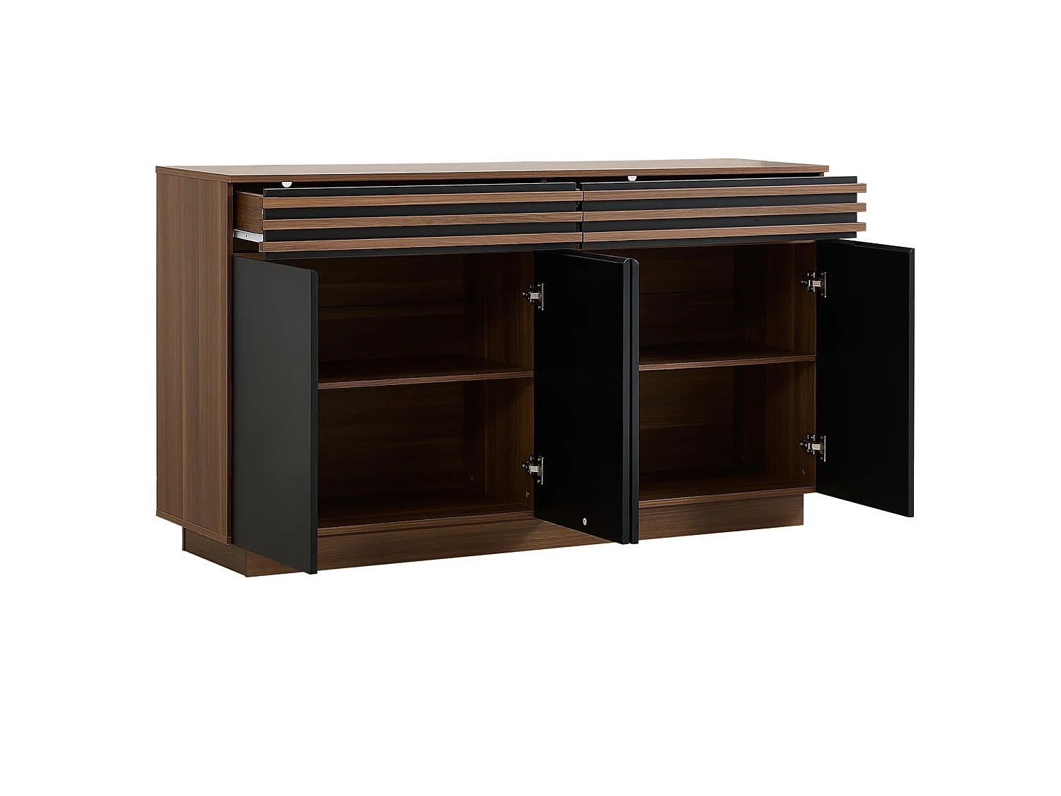 Buffet aspect bois brun avec 2 tiroirs et 4 portes – Pour salon, cuisine
