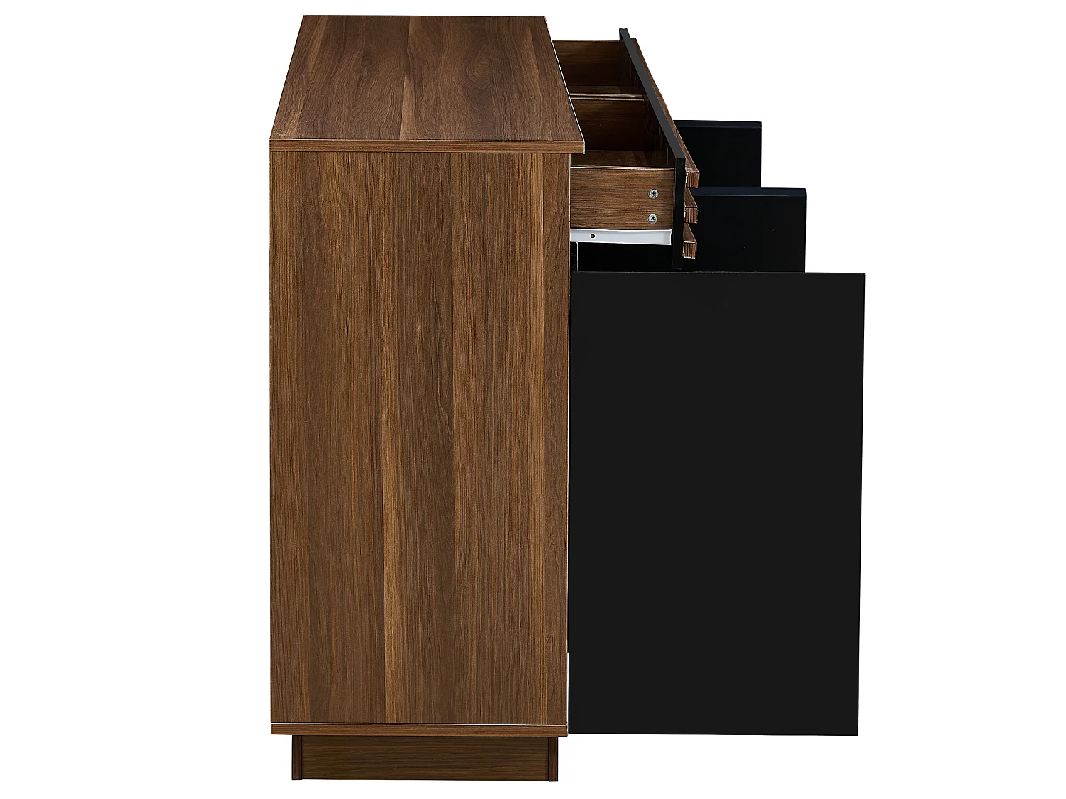 Buffet aspect bois brun avec 2 tiroirs et 4 portes – Pour salon, cuisine