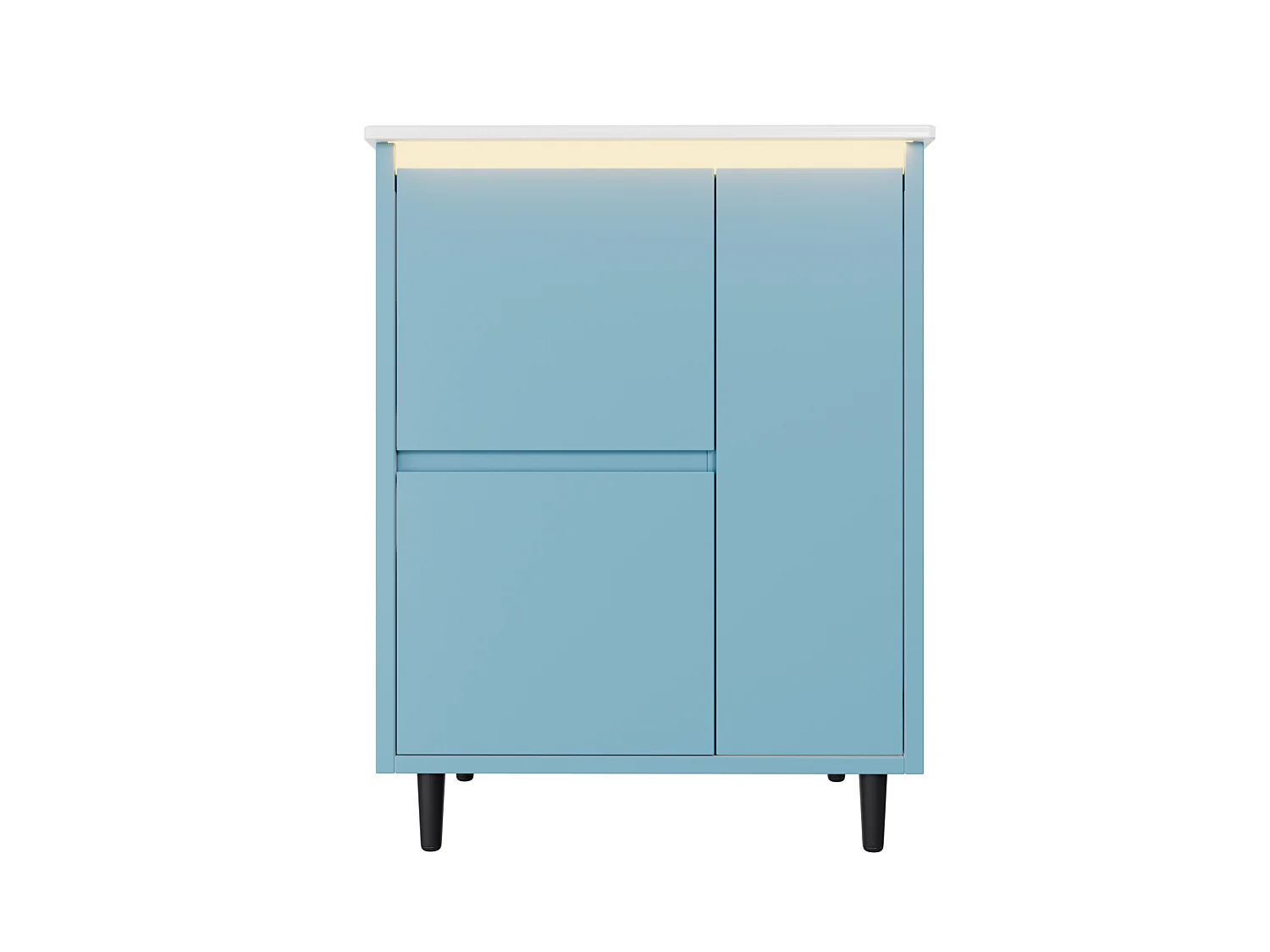Mobiletto bagno autoportante da 61 cm con lavabo integrato, illuminazione a LED e 2 cassetti - Blu