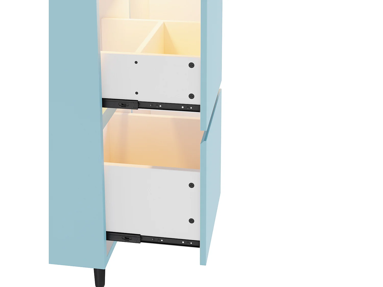 Mobiletto bagno autoportante da 61 cm con lavabo integrato, illuminazione a LED e 2 cassetti - Blu