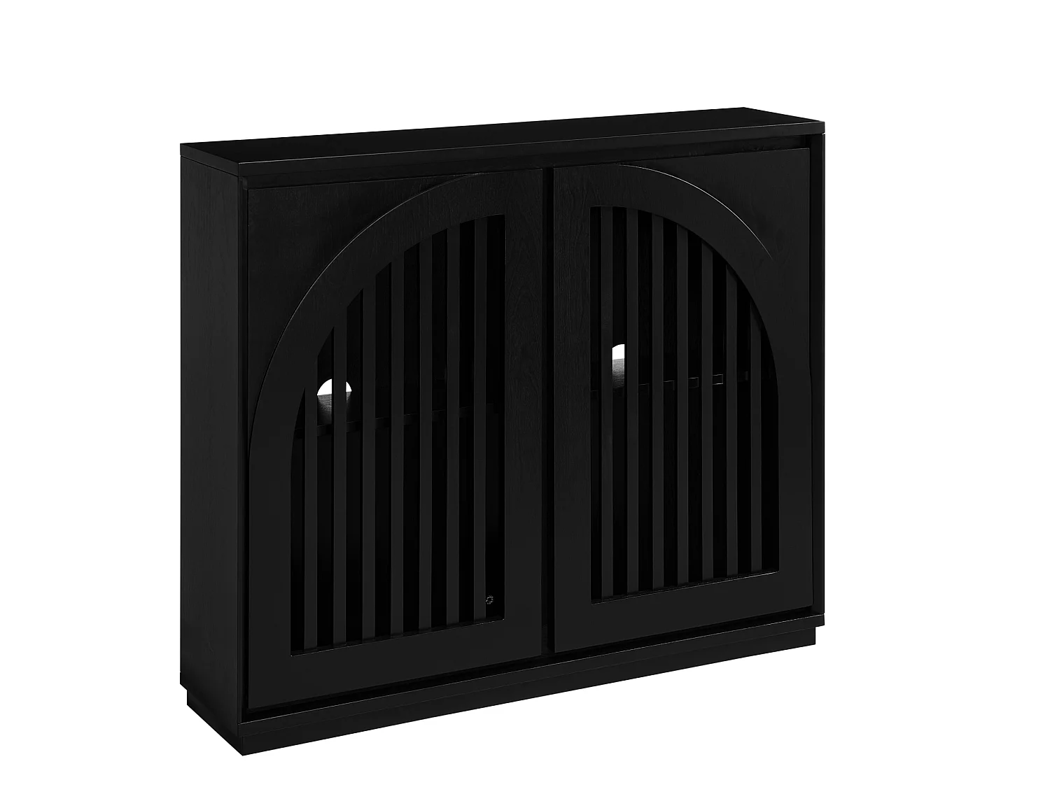 Buffet noir avec 2 portes - Façades cannelée