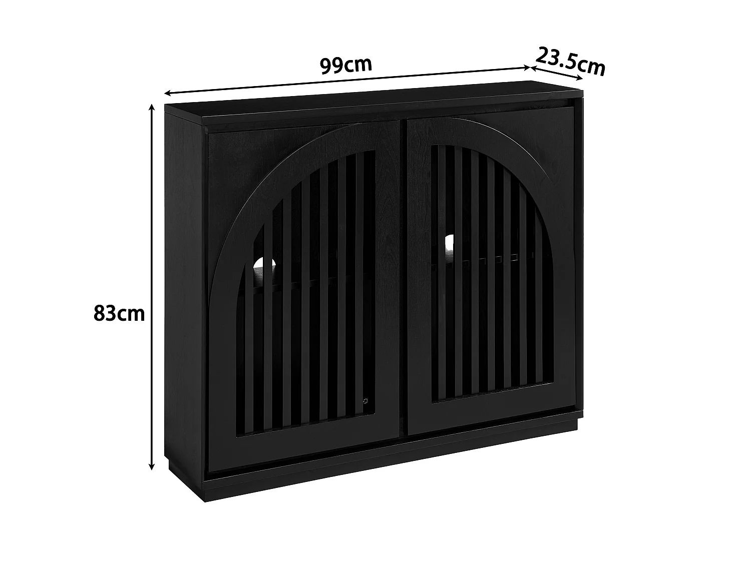 Buffet noir avec 2 portes - Façades cannelée