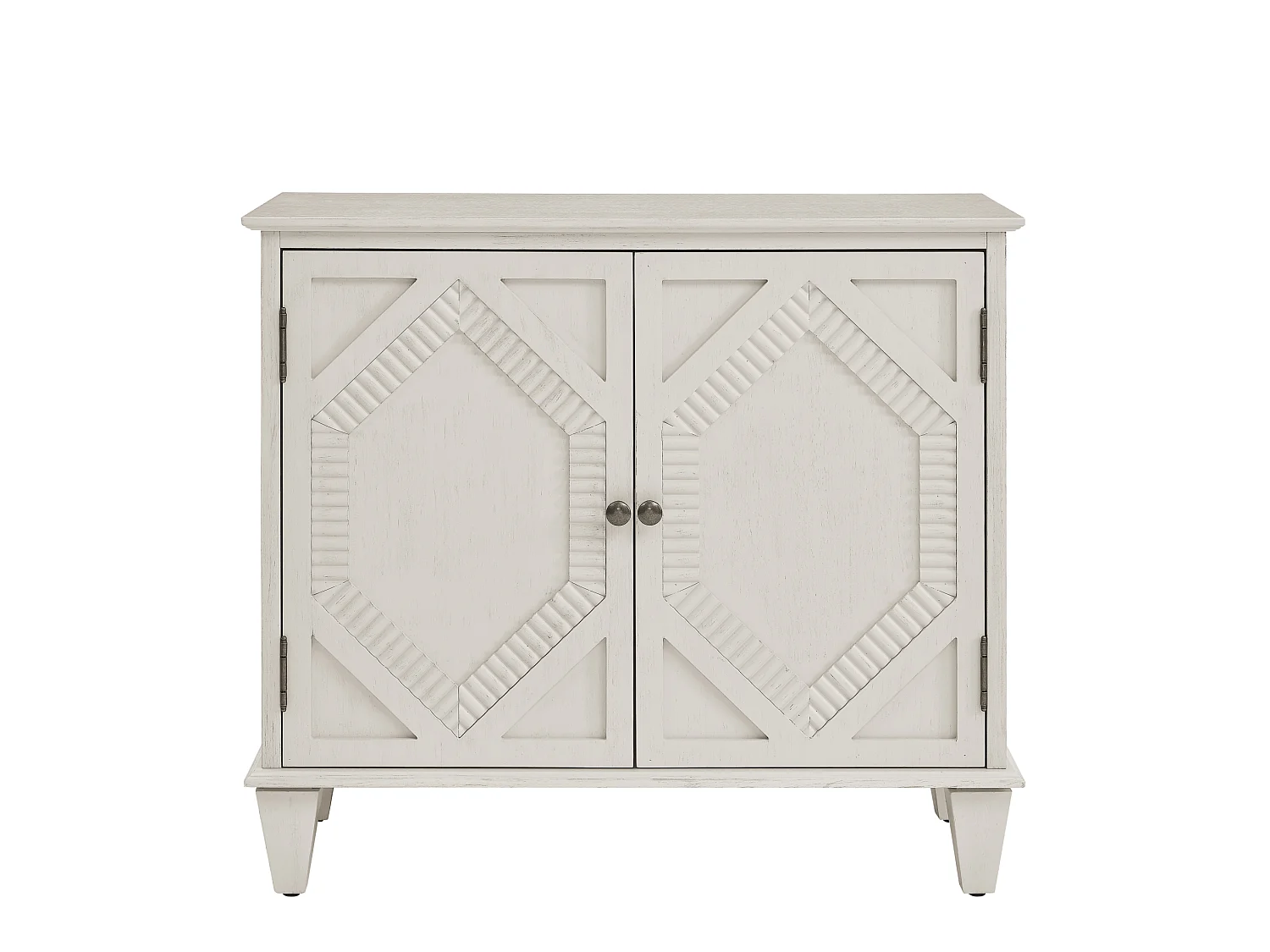 Buffet rétro 85.3 cm avec 2 portes et étagère réglable - Blanc