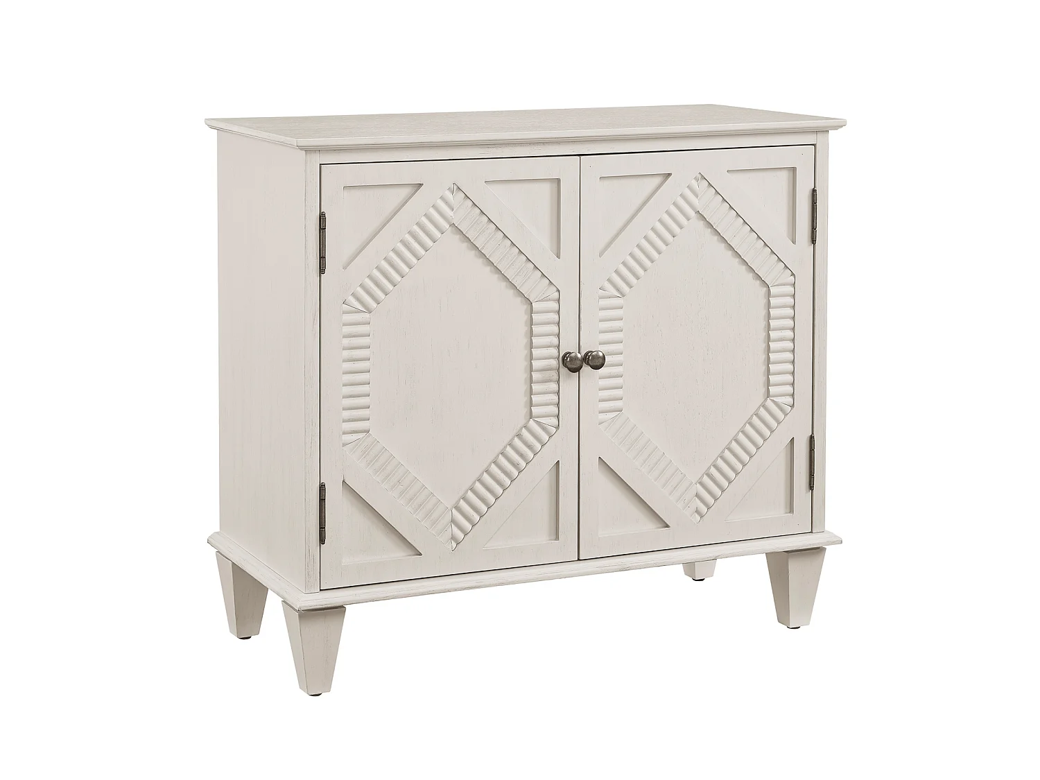 Buffet rétro 85.3 cm avec 2 portes et étagère réglable - Blanc