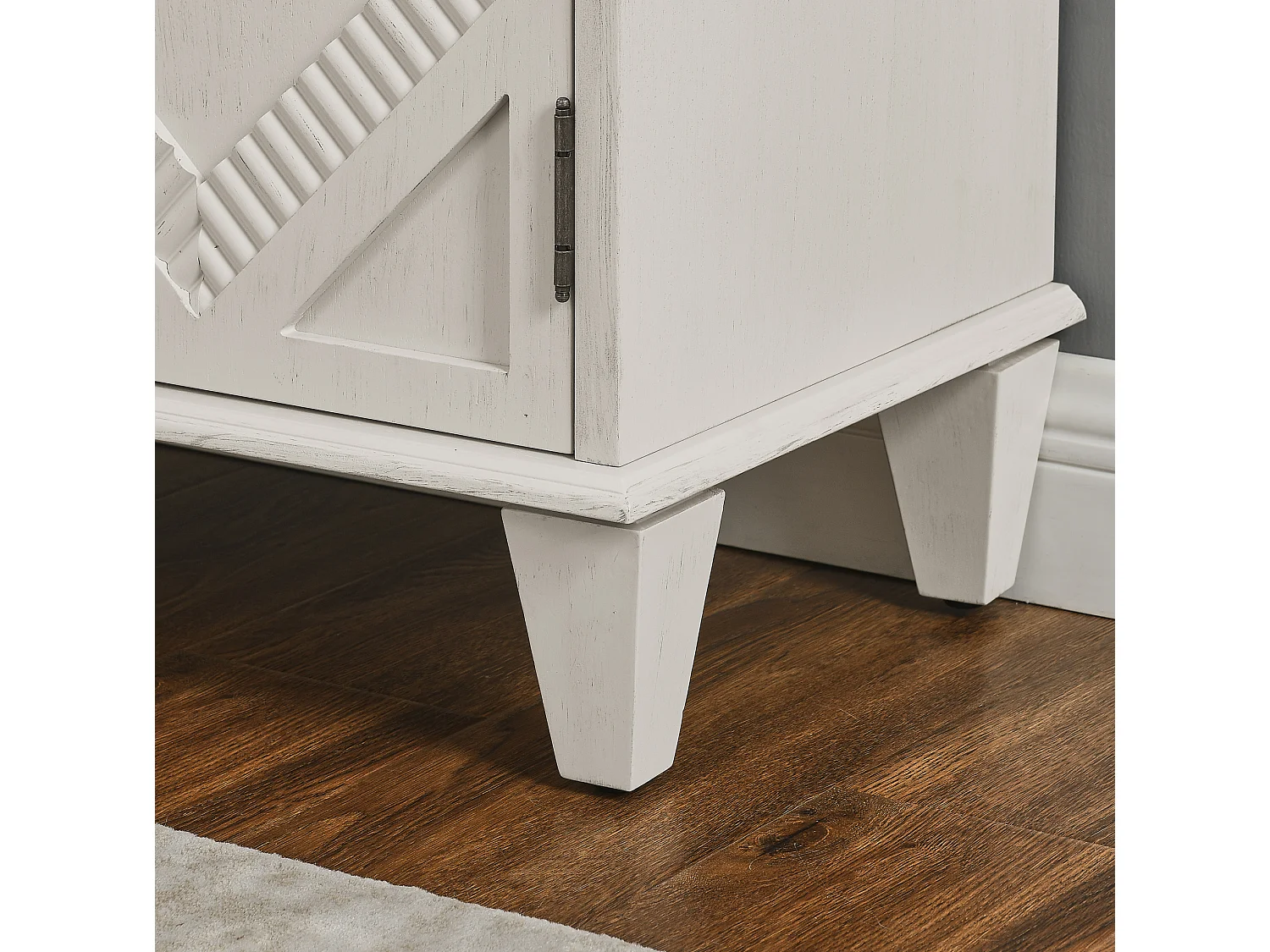 Buffet rétro 85.3 cm avec 2 portes et étagère réglable - Blanc