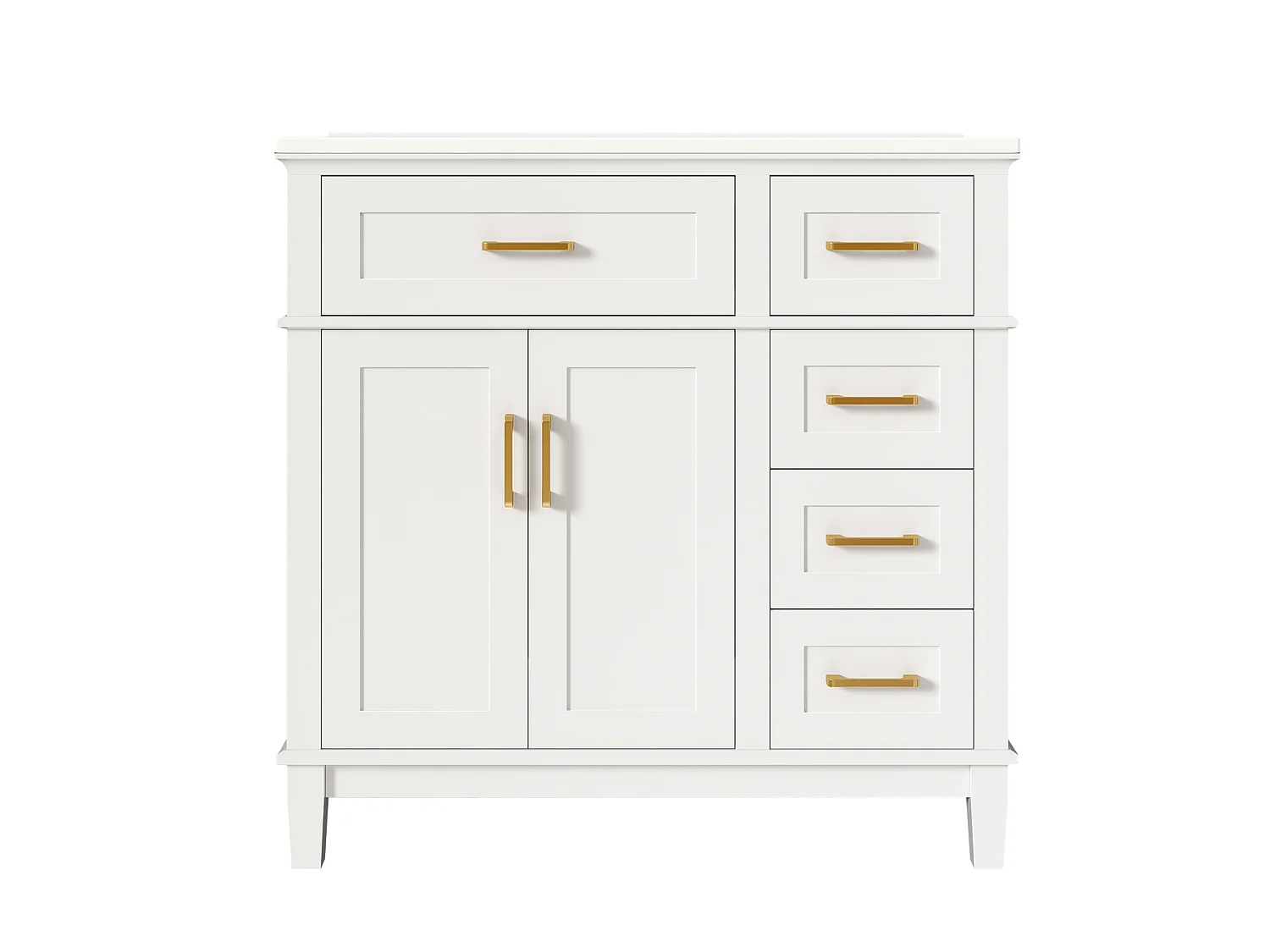 Mobiletto bagno autoportante da 91 cm con lavabo integrato e 4 cassetti - Bianco