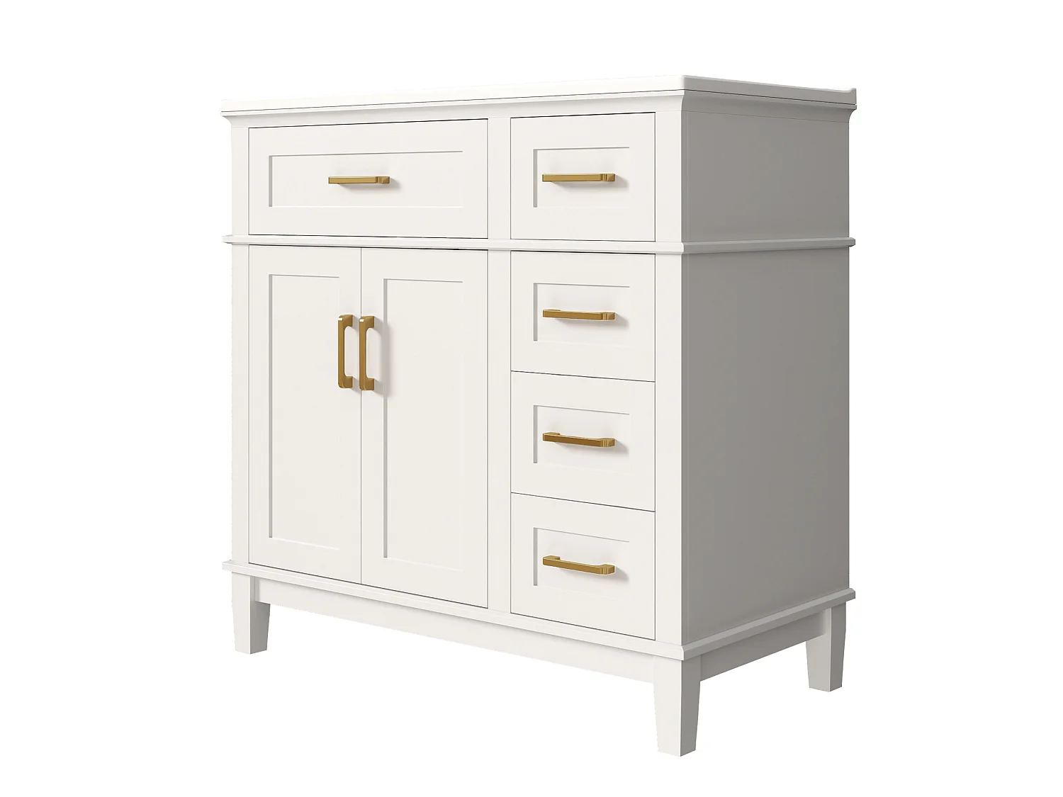 Mobiletto bagno autoportante da 91 cm con lavabo integrato e 4 cassetti - Bianco