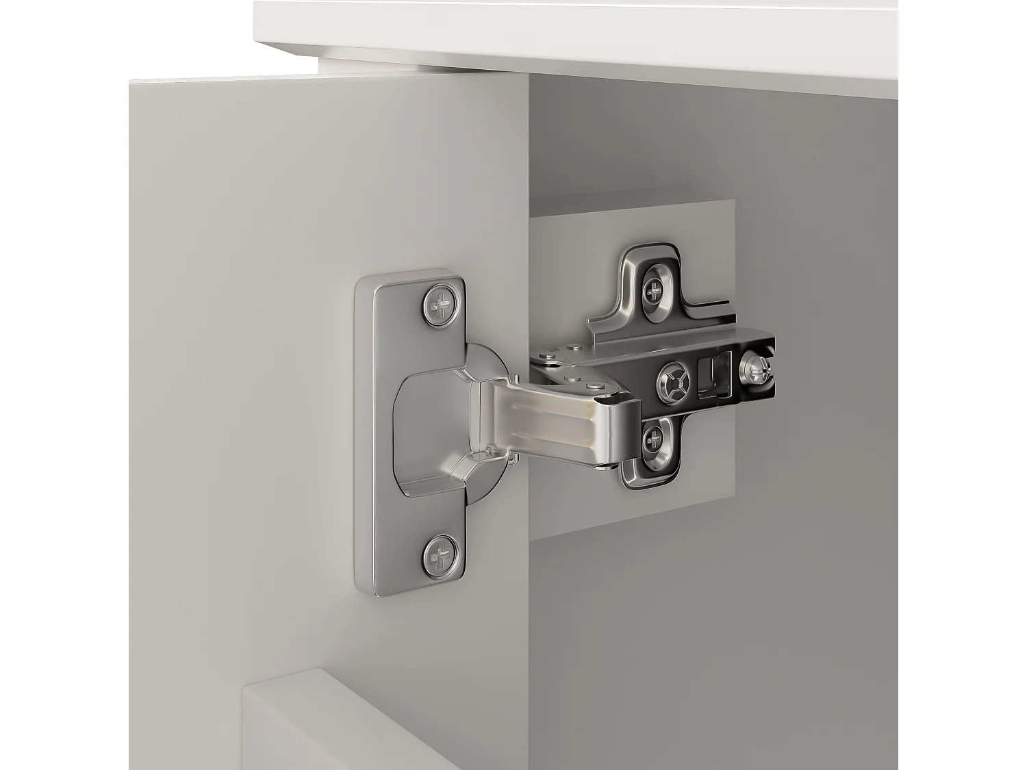 Mobiletto bagno autoportante da 91 cm con lavabo integrato e 4 cassetti - Bianco