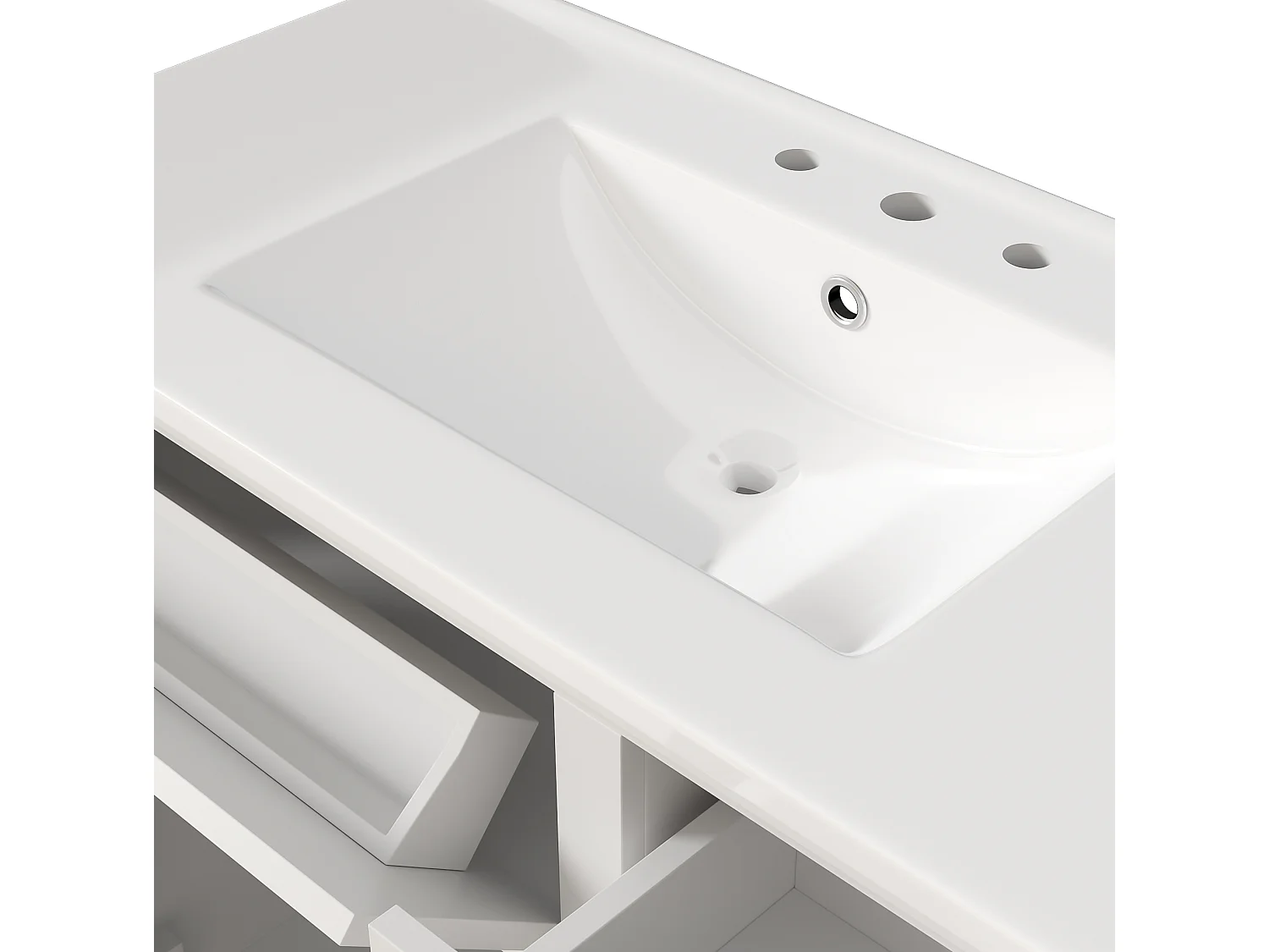 Mobiletto bagno autoportante da 91 cm con lavabo integrato e 4 cassetti - Bianco