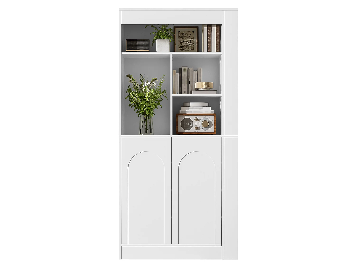 Buffet haute multifonctionnelle avec 2 portes et étagères - Blanc 85 × 35 × 180 cm