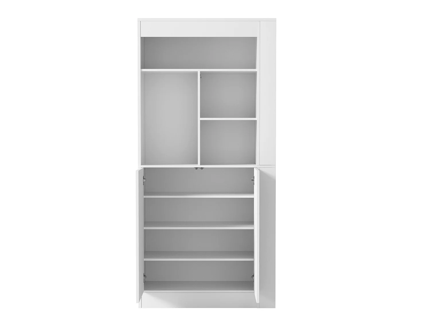 Buffet haute multifonctionnelle avec 2 portes et étagères - Blanc 85 × 35 × 180 cm