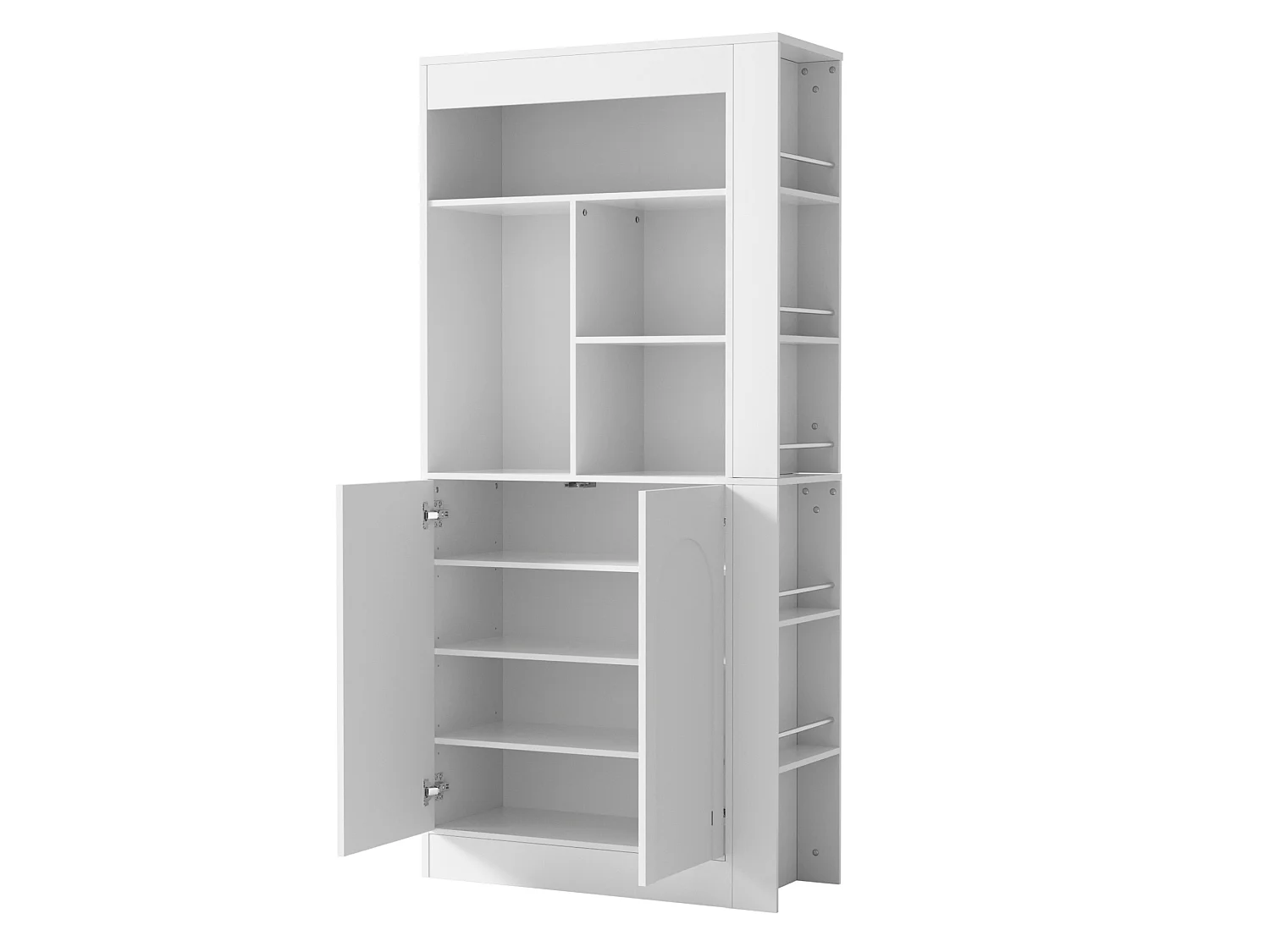Buffet haute multifonctionnelle avec 2 portes et étagères - Blanc 85 × 35 × 180 cm