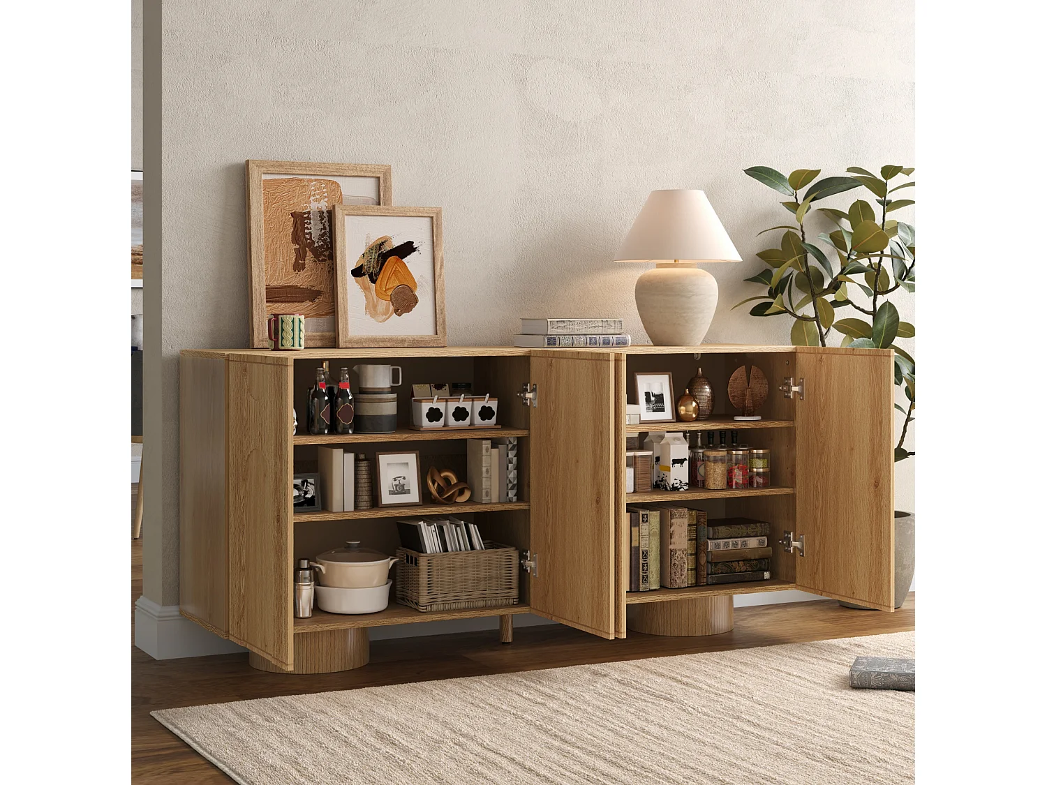 Credenza con 4 ante e ripiani regolabili - Luce naturale