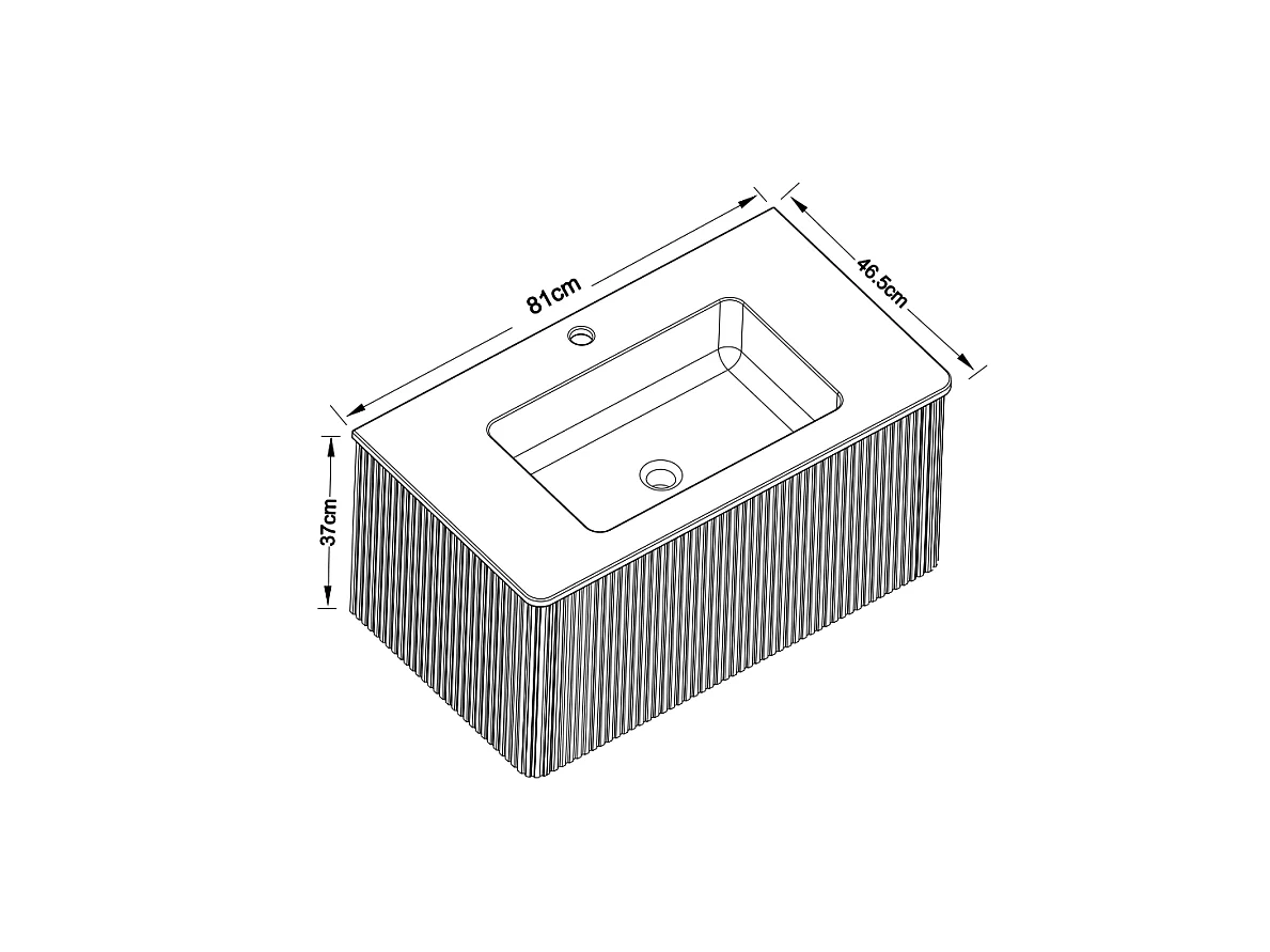 Mobile bagno sospeso (81 cm) con lavabo a incasso e cassetto – Bianco