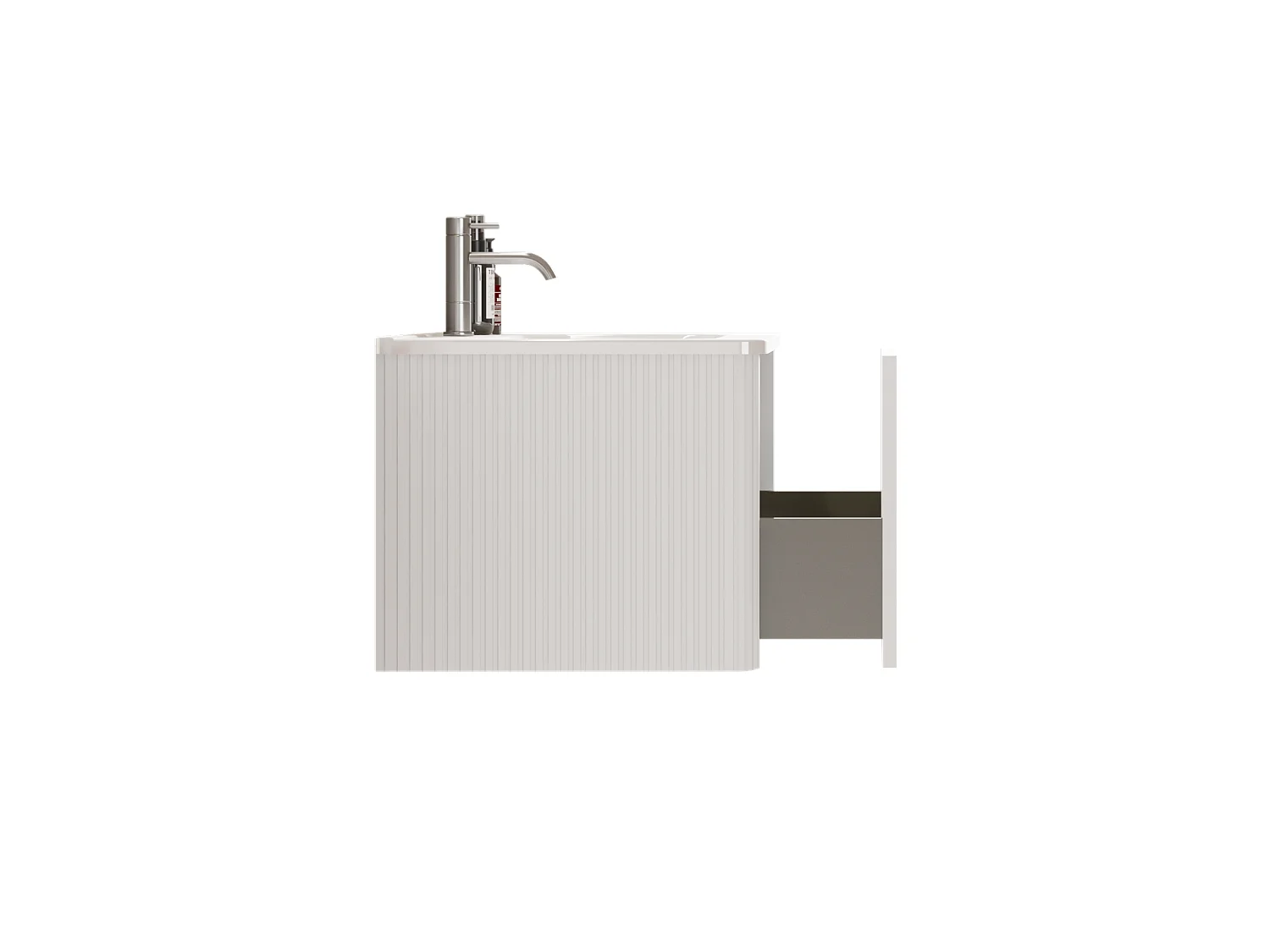 Mobile bagno sospeso (81 cm) con lavabo a incasso e cassetto – Bianco