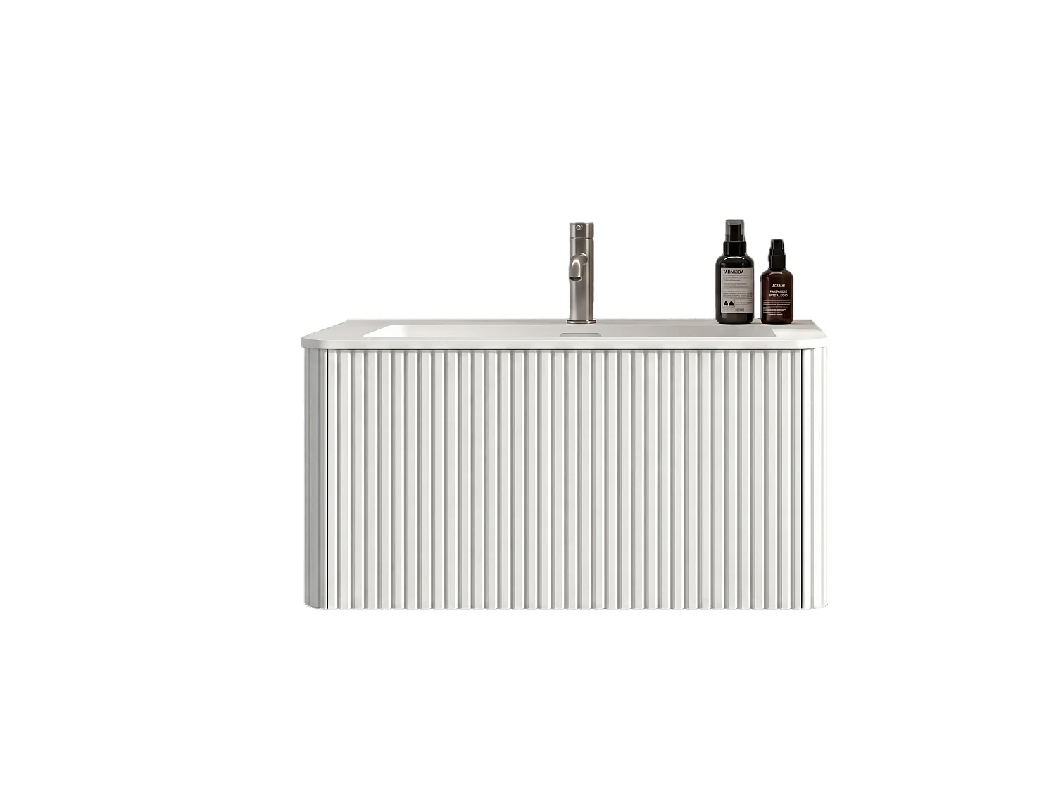 Mobile bagno sospeso (81 cm) con lavabo a incasso e cassetto – Bianco