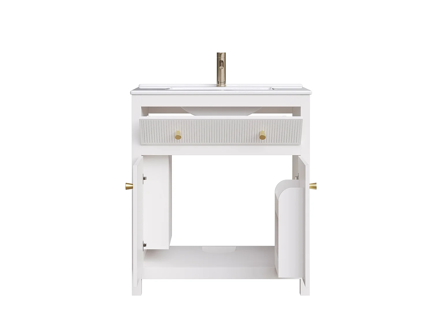 Badkamermeubel met keramische wastafel - 81 cm - Wit