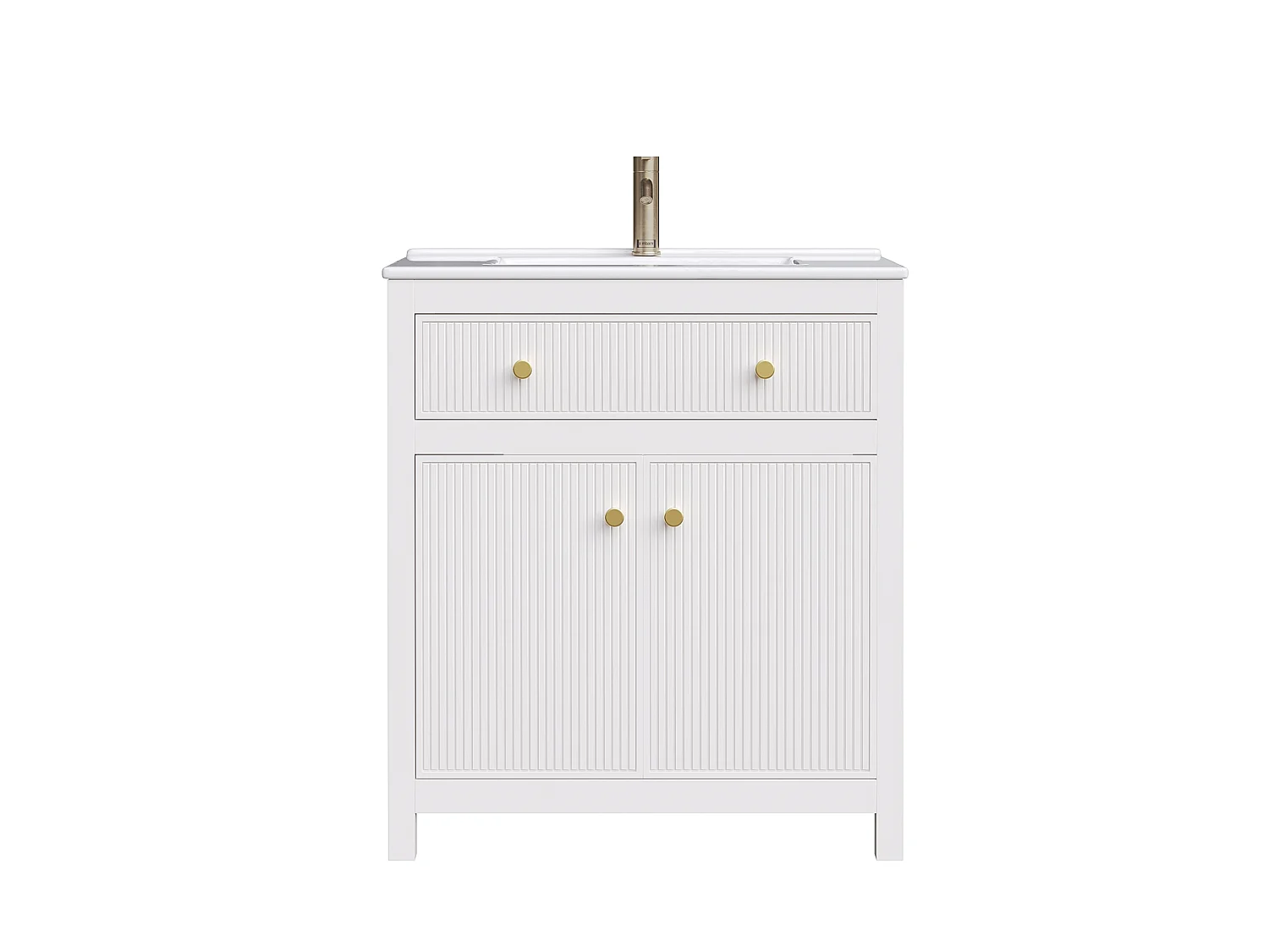 Badkamermeubel met keramische wastafel - 81 cm - Wit
