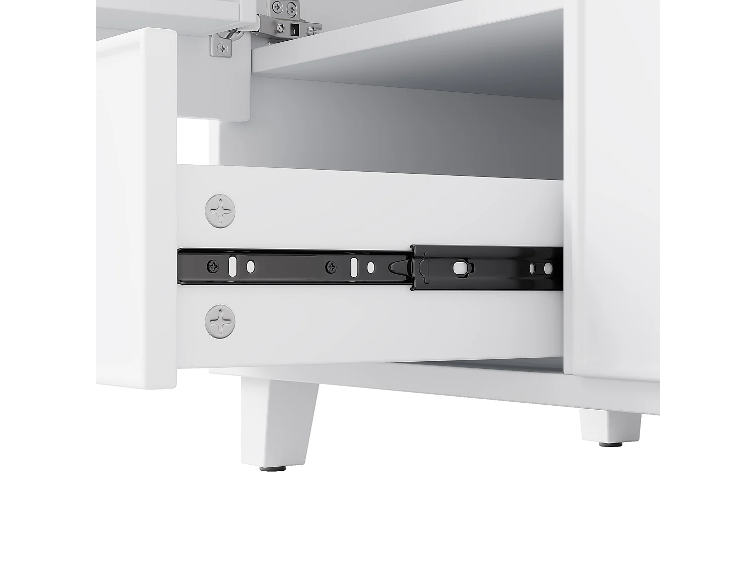 Mobiletto da bagno autoportante, larghezza 76,5 cm, con lavabo integrato - Bianco