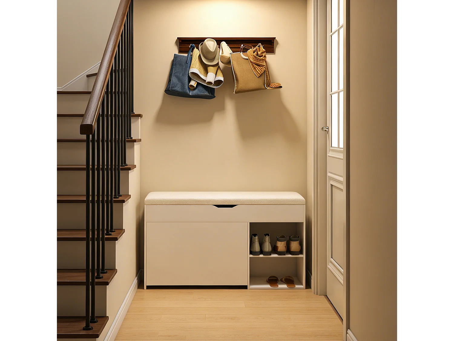 Schoenenkast 100x30x52 cm met opbergruimte - Wit