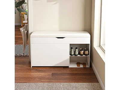Meuble à chaussures 100x30x52 cm avec rangements - Blanc