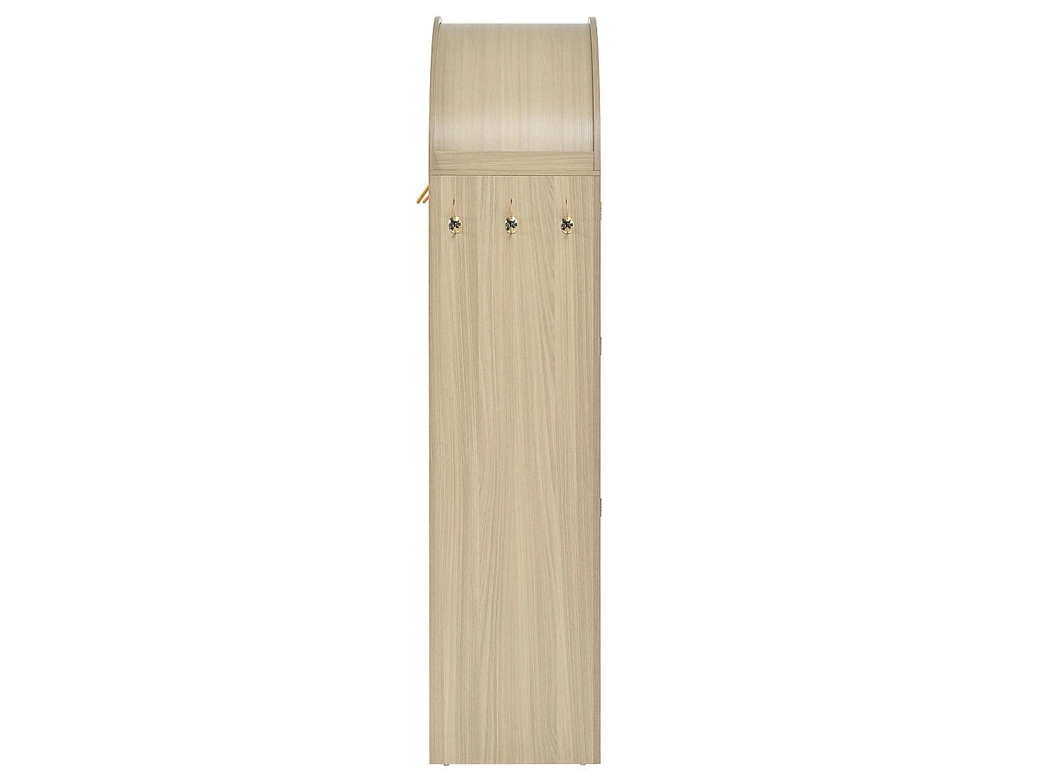 Colonne de rangement en chêne clair 180 cm, portes en rotin, 2 tiroirs, style arche