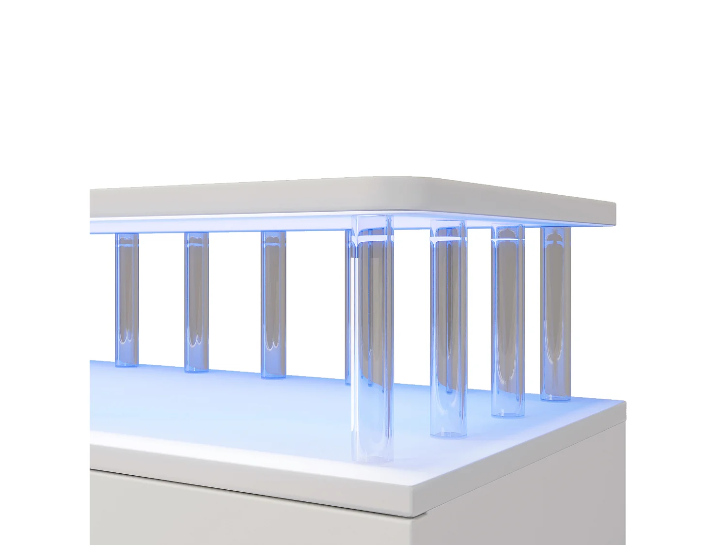 Credenza bianca 160x40x75 cm con illuminazione a LED, 4 cassetti e 2 ante