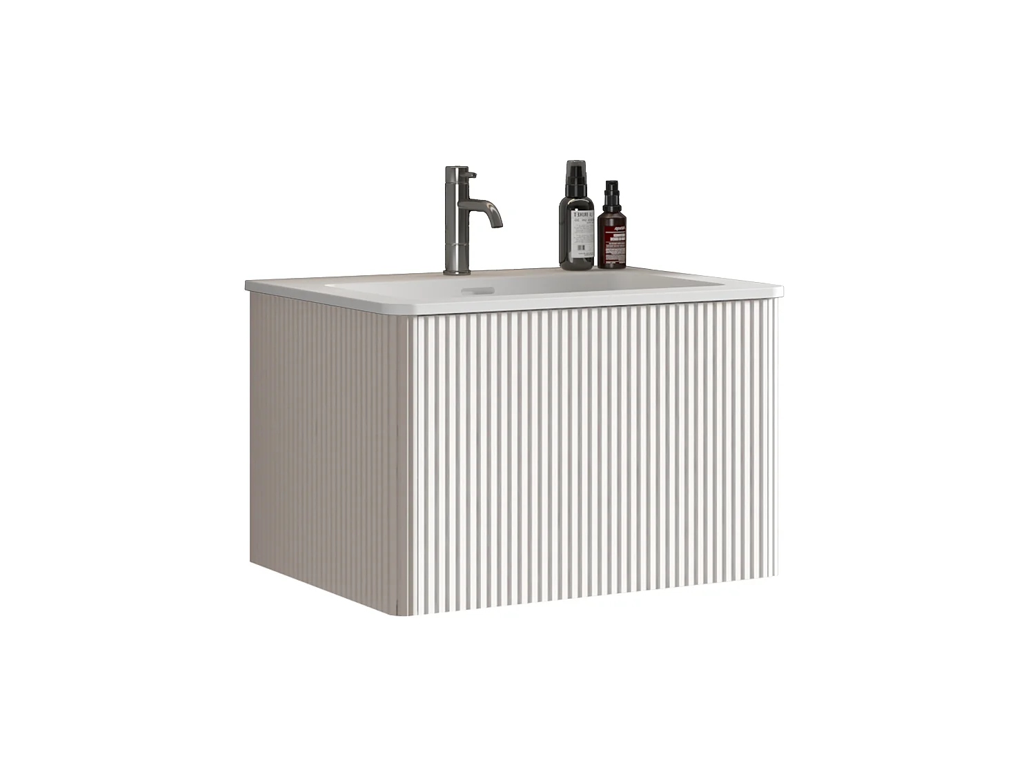 Mobile bagno sospeso con lavabo a incasso e cassetto – Bianco – 61 cm