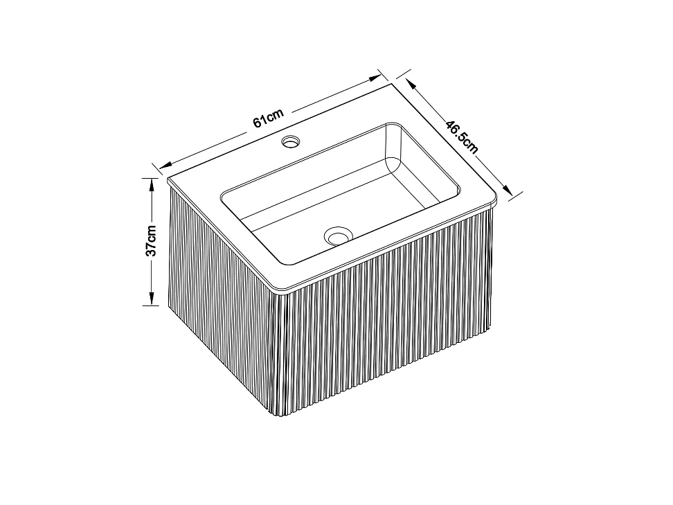 Mobile bagno sospeso con lavabo a incasso e cassetto – Bianco – 61 cm