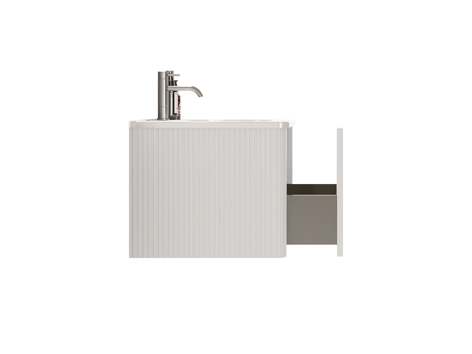 Mobile bagno sospeso con lavabo a incasso e cassetto – Bianco – 61 cm