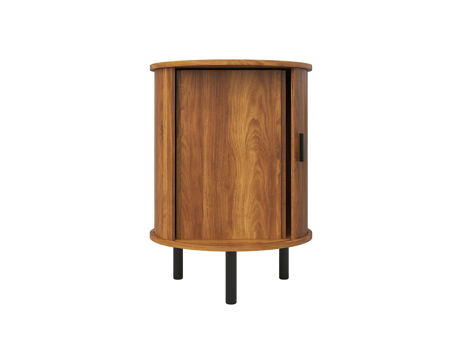 Table d'appoint rond avec 1 porte coulissante - Marron