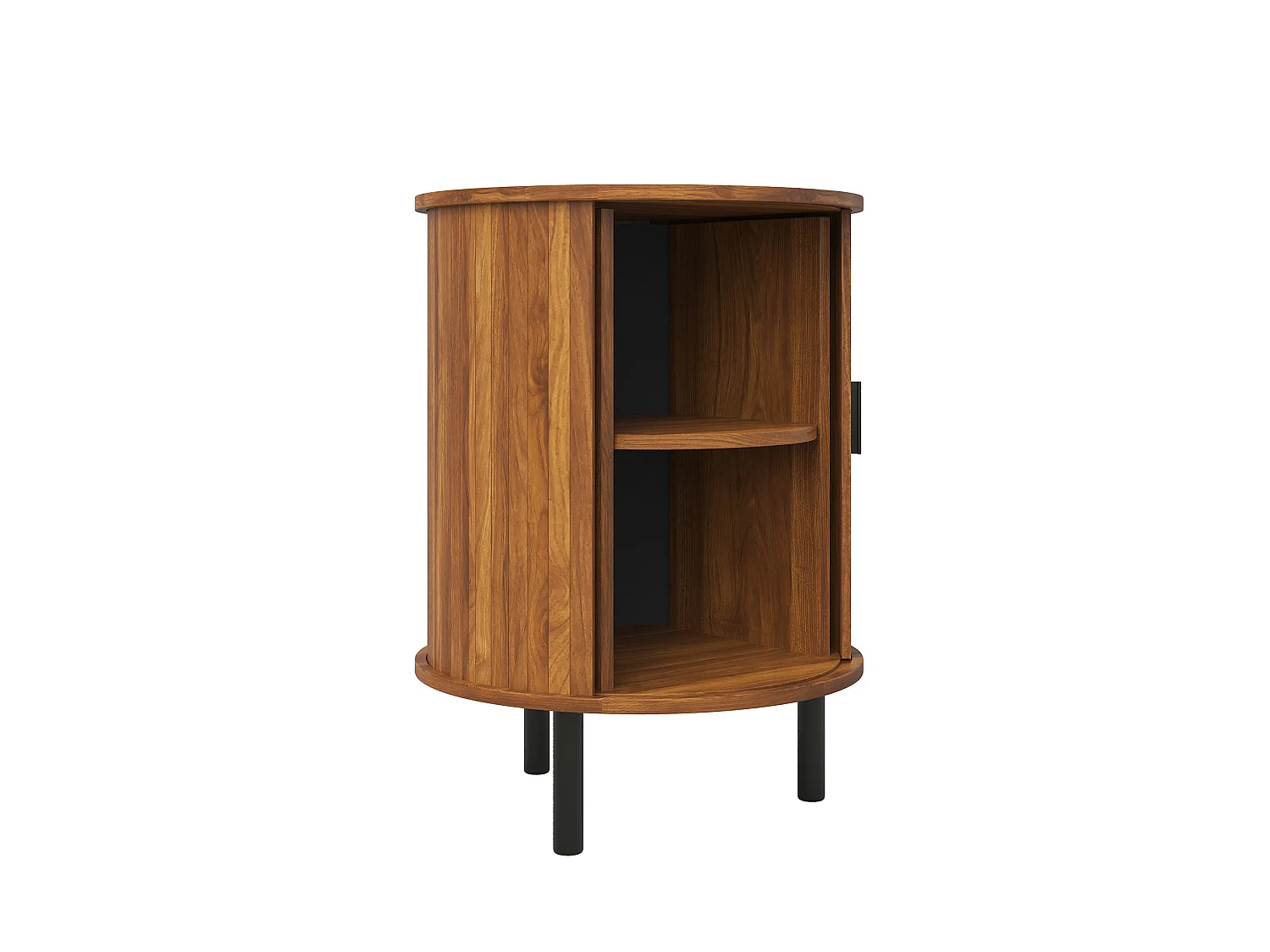 Table d'appoint rond avec 1 porte coulissante - Marron