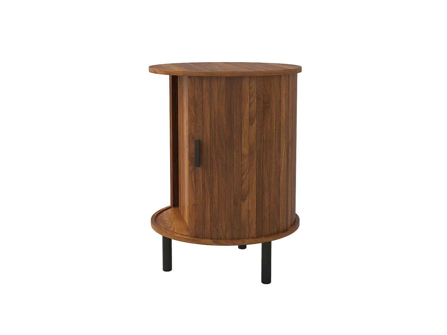Table d'appoint rond avec 1 porte coulissante - Marron