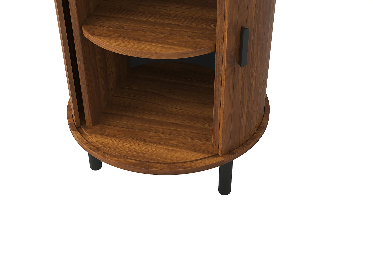 Table d'appoint rond avec 1 porte coulissante - Marron